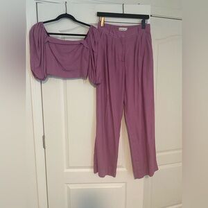 Abercrombie & Fitch Purple Wide Leg Pants & Top Set Size 4R/Small